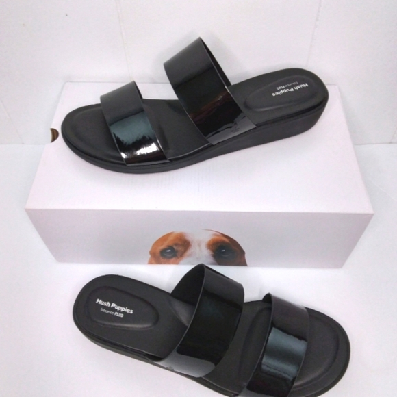Hush PUPPIES Black Brite Jells Slide Sandals - Picture 6 of 8